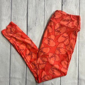 Lularoe TC Leggings Valentines Love Heart Pink